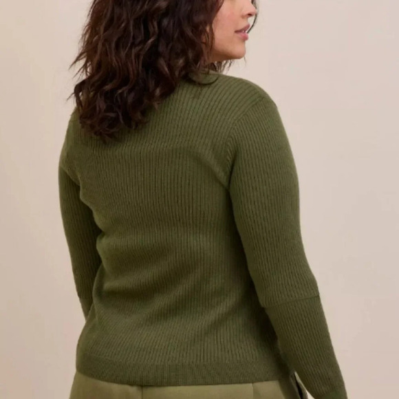 TORRID Cardigan Tie-Front Ribbed Sweater in Olivine - Size 1 (14/16) - Picture 5 of 12